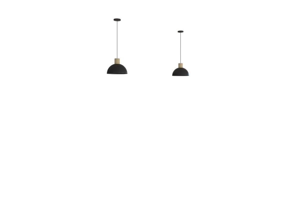 Black Metal & Wood Pendant Light